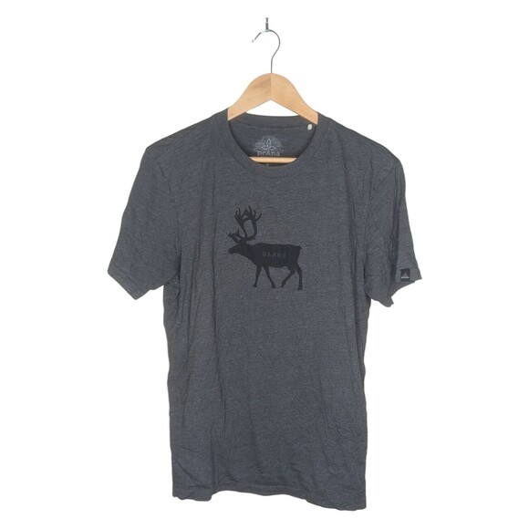 prAna Elk Games Xmas Edition Making Good Stuff Dark Gray T-Shirt Size Medium - Picture 1 of 4